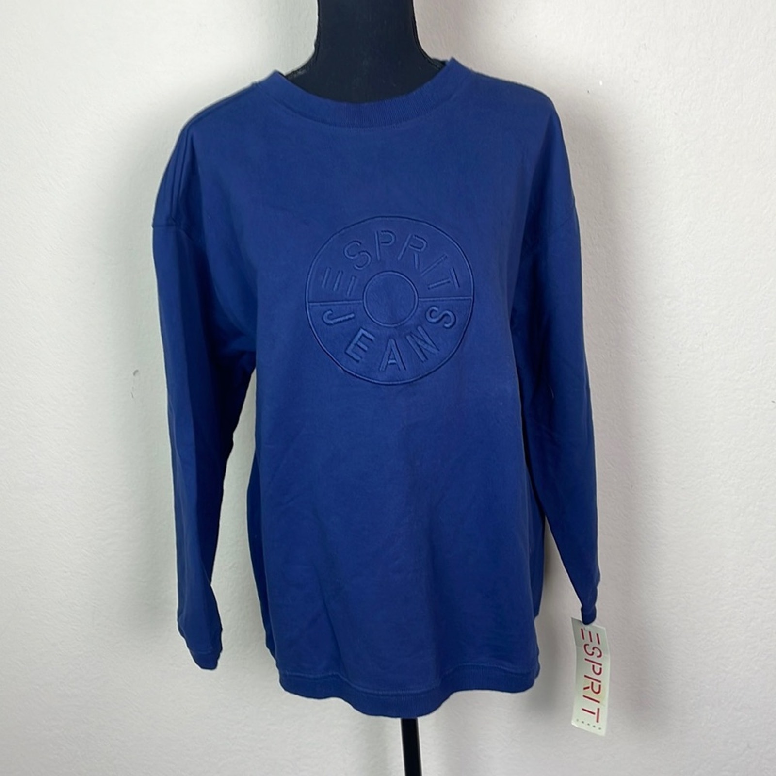 New! Vintage Esprit Jeans Blue Signature Logo Crewneck Sweatshirt Women's S
